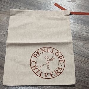 Penelope Chilvers Beige Drawstring Dust Bag with Orange Logo
